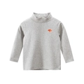 Kinder t-shirt met lange mouwen en coltrui in grijs met schattig visborduurwerk - Gris Melange / 90cm