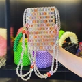Bolso bandolera para móvil de cuentas de colores hechas a mano estilo dopamina pura - Multicolor