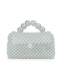 Elegante borsa a tracolla in perle bianche fatta a mano con manico ad arco per l'estate - Bianco