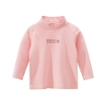 Pink mock neck long sleeve kids t-shirt with nice letter print on a white background - 90cm / Tops / Pink