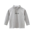 Grey kids long sleeve turtleneck sweater with nice letter print on white background - 90cm / Tops / Heather Grey