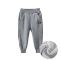 Children's gray fleece lined jogger pants with colorful cartoon truck embroidery - 100 / Charcoal Gray
