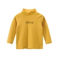 Kids long sleeve mock neck t-shirt in mustard yellow with nice print design - 90cm / Tops / Mustard Yellow