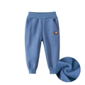 Blue kids' fleece-lined joggers with excavator embroidery and cozy inner lining - 90 / Military Blue
