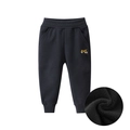 Kids black fleece trousers with crane embroidery and warm thick lining detail - 90 / Black