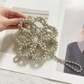 Silver flower beaded mini crossbody phone bag with a handmade woven metallic bead finish - Silver