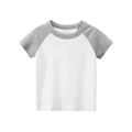 Kids short sleeve raglan t-shirt in white and light grey cotton with crew neck - Off-white/Heather Grey