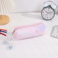 Detailed heart quilted pencil case with bow prints and gradient pink-purple finish - Pink