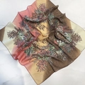 Rainbow gradient folk square headscarf with floral print and silky texture - 70*70cm / Gradient Color 2#