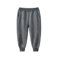 Classic dark gray children's knitted joggers with elastic waist and ribbed cuffs - Carbon Gray