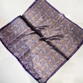 Square paisley silk scarf featuring rich purple borders and intricate vintage patterns - Charming Purple