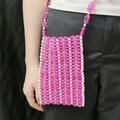 Borsa a tracolla per cellulare in perline acriliche rosa con dettagli perlati - Rosa Rosso
