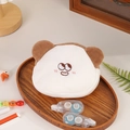 Simpatico borsellino portaoggetti in peluche orso bianco con orecchie marroni - Bianco