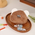 Portamonete a forma di orsetto marrone in peluche per riporre trucchi e accessori vari - caffè
