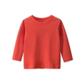 Classic bright red long sleeve crewneck cotton T-shirt for toddlers and kids - 120 / Rust Red