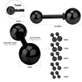 Dettaglio orecchini a bilanciere in acciaio nero con varie dimensioni e chiusura a vite - Stile Sfera Nera (EA605704-7B) / 4mm