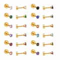 Set van 12 paar kleurrijke zirkonia oorknopjes met goudkleurige schroefsluitingen - 3mm / 3MM Goud