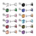 Gedetailleerde set van twaalf meerkleurige ronde oorknopjes met veilige schroefsluiting - 5mm / 5mm Zilver