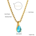 Detail van 18K vergulde roestvrijstalen koordketting met verstelbare sluiting en verlenging - Blauwe Edelsteen (NE2A580HG)