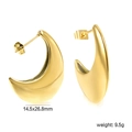 Irregular gold teardrop earrings size 14.5x26.8mm and weight details in 9.5g - Waterdrop Crescent (EA587601G) / Gold