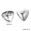 Detailed view showing 30x30mm irregular geometric silver stud earrings with high-polish finish - Silver Large Triangle (EA594301S)