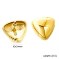 Detail view of large gold geometric triangle stud earrings with 30x30mm size dimensions - Gold Large Triangle (EA594301G)