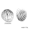 Detailed front and back view of silver irregular wavy round earrings with dimensions - Silver Rippled Round (EA594501S)