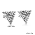 Detail view of silver cluster stud earrings showing 17.8x15.7mm size and bead structure - Silver Beaded Triangle (EA598701S)
