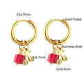 Dettagli di orecchini a cerchio in acciaio inossidabile dorato con ciliegia e cristallo - Ciliegia Oro e Cristallo Rosso (EA56970EG)