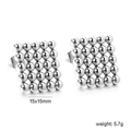Detailed view of square silver stud earrings featuring a 5x5 metal bead matrix design - Silver Matrix Square (EA598801S)