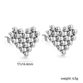 Detailed view of silver heart earrings made of irregular stainless steel beads 17x14.4mm - Silver Heart (EA598901S)