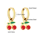 Orecchini a ciliegia in acciaio inossidabile dorato con smalto rosso e cerchi 1,72x11,4 mm - Ciliegia Rossa Oro (EA56300EG)