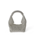 Handmade silver beaded Boston bag featuring a modern pearl-like texture and integrated handle - Silver