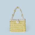 Exquisite handmade beaded handbag with white pearls and yellow transparent beads - Bright Yellow