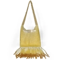 Bolso de hombro artesanal de cuentas con degradado amarillo y flecos largos - Amarillo Ámbar Degradado