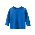 Classic royal blue long-sleeve cotton T-shirt for boys with ribbed round neck - Royal Blue