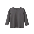 Classic charcoal grey long sleeve crewneck cotton T-shirt for boys in plain design - Dark Gray