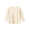 Classic long-sleeved cotton T-shirt for boys in minimalist light beige solid color - Beige Apricot