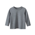 Boy's long-sleeve cotton T-shirt in heather grey with ribbed round neck casual style - Charcoal Grey
