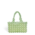 Sac fourre-tout fait main en cristal vert et perles avec motif en maille tissée - Vert