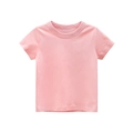 Kids short sleeve solid t-shirt in soft pale pink with classic crew neck - 120 / Pink