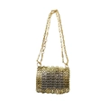 Exquisite gold disc woven metal crossbody bag with chain strap for evening parties - Gold