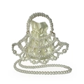 Elegant French style handmade pearl beaded handbag with beige satin drawstring liner - Milky White