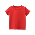 Classic bright red short-sleeve cotton T-shirt for kids with a round neck and plain finish - Rust Red