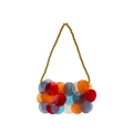 Colorful sequin evening handbag with a stylish gold beaded handle for festive banquets - Colorful