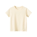 Classic cream colored short sleeve cotton t-shirt with a minimalist round neck design - Beige Apricot