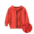 Kids red hooded fleece jacket with zipper and ribbed cuffs in a clean flat lay view - 90cm / Tops / Rust Red