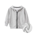 Kids grey zip-up hoodie with warm fleece lining and ribbed cuffs for winter - 90cm / Tops / Heather Grey