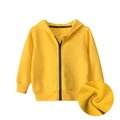 Veste à capuche jaune pour enfant avec fermeture éclair noire et doublure polaire - Or