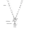 Detail of 45cm stainless steel toggle clasp necklace with 12mm ball pendant charm - Metal Ball Pendant T-Bar Silver Style (NE248501S)